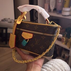 Louis Vuitton Brown Monogram Crossbody Bag with Yellow Trim